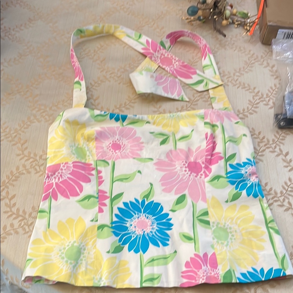 Lilly Pulitzer Yellow and Green Floral halter top
